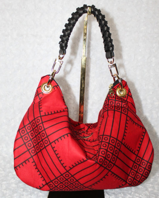 Ankara Leather Hobo