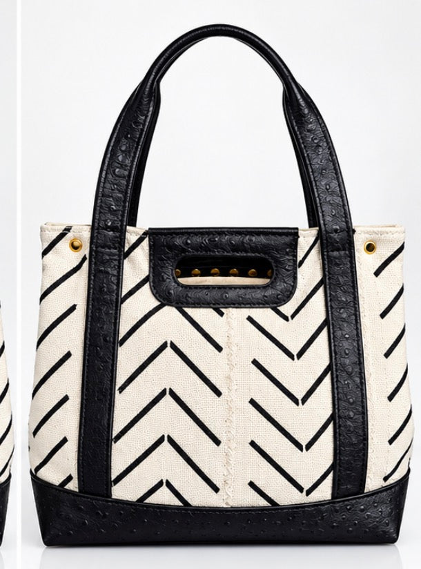 Tribal Mudcloth & Ostrich Leather Tote